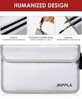 Fireproof Document Bag 11x7 Waterproof Multi Layer Money Safe with Zippers, velcro and handle strap details
