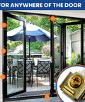 Sliding Door Stop Set Of 2 For Pocket And Bi-Passing Doors, Universal Track Stopper, gold hardware installed on glass doors