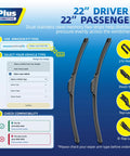 Deadly Smooth 22 Inch Windshield Wiper Blades 2 Pack All Weather Flexible Rubber Coated Wipers with fit tool guide.