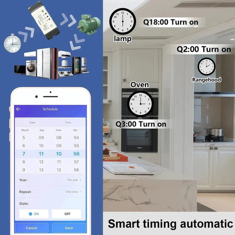 Smart WiFi Linear Actuator Module With Tuya Smart Life App And Alexa Voice Control RF433 Remote, showing scheduled automation control.