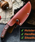 Heavy Duty Chicago Screws And Leather Rivets Kit, 120 Pieces Rock Solid Hardware Six Sizes, Includes Phillips Screwdriver And Hole Punch, Top Shelf Gear For Crafting Belts Purses Bags Shoes And Bookbinding Projects with leather sheath and wooden handle knife.