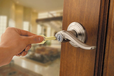 Entry Door Handle With Lock And Key For Front Door And Bedroom Reversible Exterior Lever In Venetian Bronze Pick Resistant SmartKey Rekey Security With Microban Protection Secure Keyed Entry
