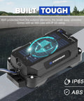 Trailer Brake Controller Kit With Solar Panel 12V 3Ah LiFePO4 Battery Breakaway Kit shown on metal beam with IP65 rating