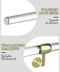Close-up of clear acrylic interior stair handrails with polished ends and rust-proof gold wraparound brackets for safety.
