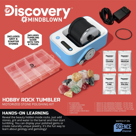 Deluxe Rock Tumbler Kit For Kids And Beginners Turn Rough Rocks Into Shiny Gems With 20 Stones, 4 Grits And Gem Case