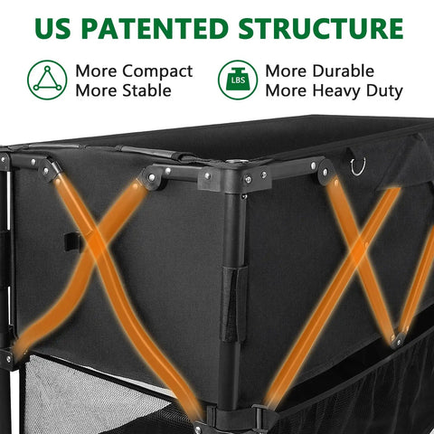 Double Decker Wagon With 600Lb Total Capacity And 400L Collapsible Utility Cart frame structure, emphasizing stability and durability