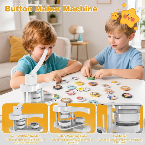 Pre Assembled Button Maker Machine With Free 58mm Discs No Sweat Setup Straight Out The Box Diy Badge Press Kit For Effortless Craft Creations And Quick Custom Pins