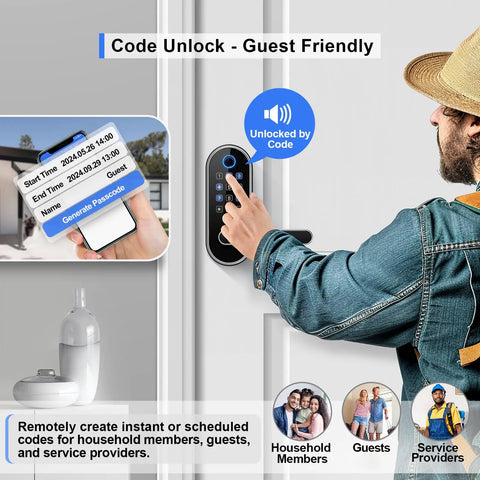Game Changing Keyless Entry Fingerprint Smart Lock With Handle And Keypad For Us Doors, No Sweat Diy Install, Smooth Bluetooth App Control, Real Deal Home Security For Airbnbs And Rentals, Connects Easily With Alexa And Google Home