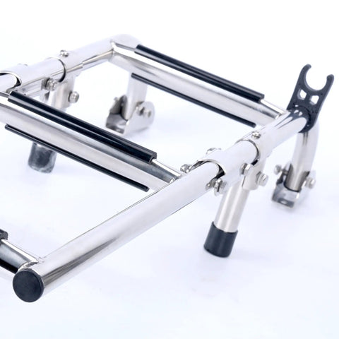 3 Step Stainless Steel Stern Mount Pontoon Boat Ladder With Rubber Grips folded view