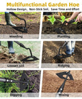Garden Hoe Weeder Removal No Nonsense Heavy Duty Weed Tool For Gardening 55 Inch Stand Up Long Handle Hollow Blade in use