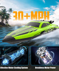 Brushless RC Boat For Adults With Dual Rechargeable Batteries, High Speed Remote Control Boat Reaching 30 Plus MPH On Lakes