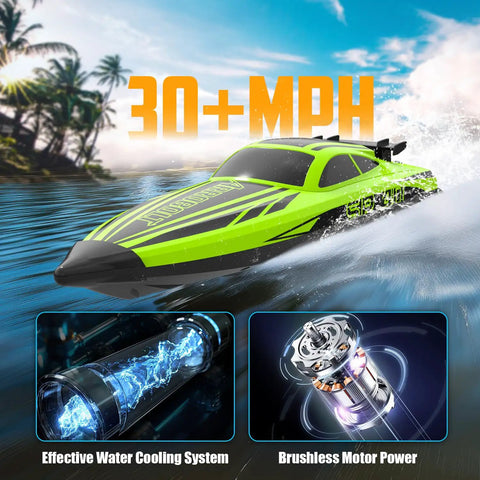 Brushless RC Boat For Adults With Dual Rechargeable Batteries, High Speed Remote Control Boat Reaching 30 Plus MPH On Lakes