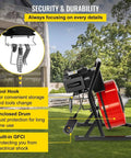 Heavy Duty Electric Drain Auger With Sharp Rotary Blades And Foot Switch For Smashing Backed Up Lines In One To Four Inch Pipes Using Tangle Free Steel Core Snake with tool hook and built-in GFCI.
