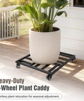 22 Inch Heavy Duty Plant Caddy With Four Wheel Rolling Metal Stand 600 Pound Capacity Square Plant Dolly With Lockable Casters for large pots