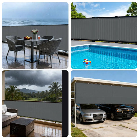 Dark Grey 3x6 Feet Waterproof Balcony Privacy Screen Fence For Outdoor Deck Patio And Backyard Heavy Duty Wind Screen