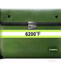 Heavy Duty Fireproof And Waterproof Document Pouch With Lock for stashing cash, jewels, and important papers, 13.9x10.7 inch, green.