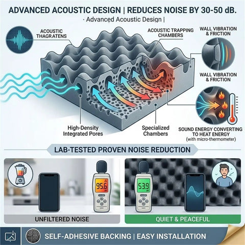 Heavy Duty Soundproof Wedge Foam Wall Panels For Home Studio Acoustic Treatments Peel And Stick Noise Reduction Insulation Roll with acoustic design details.
