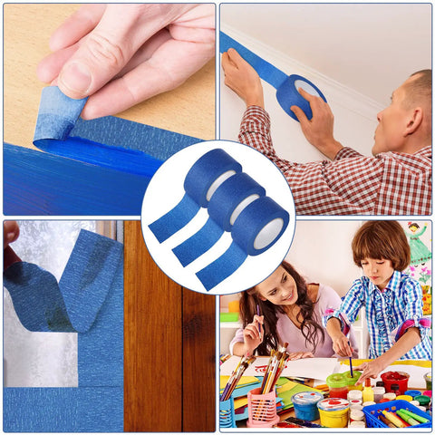 Blue Painter Tape Bulk Pack 12 Rolls 2 Inch Wide 55 Yards Each for wall painting and decorating with precise edges.