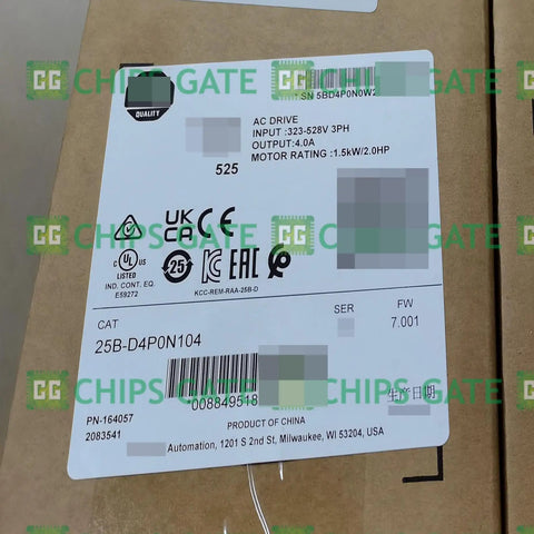 Label on packaging for 525 VFD 1.5kW 2HP AC Drive Rock Solid Motor Controller Industrial Grade US Stock New Ready to Ship Easy Install Variable Frequency Drive for Motors Automation Projects