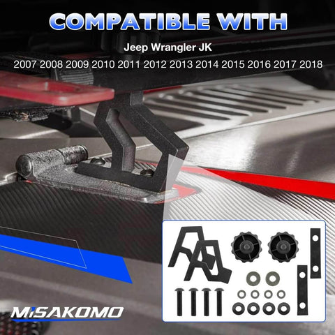 Beefed Up High Lift Jack Hood Mount For Jeep Wrangler JK 2007 To 2018 Off Road Jack Bracket Kit Black Lightweight Aluminum Alloy 1 Pair
