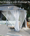 Side view of 10x13 Outdoor Gazebo With Mosquito Netting And Privacy Screens, Double Roof Design, Powder Coated Metal Frame for Patio