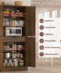 Heavy Duty 71 Inch Tall Farmhouse Pantry Cabinet With Genuine Barn Doors And Adjustable Shelves To Beat Kitchen Chaos And Level Up Your Whole Home Storage Game For Days, featuring organized shelves.
