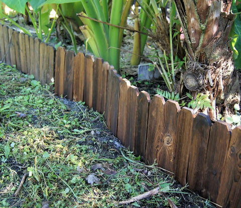 Garden Edging Kit With Rustic Picket Panels For Flower Beds And Landscape Borders Charred Wood Construction