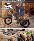 Electric Tricycle For Adults With 749W Motor And 48V Battery, fat tire 3-wheel trike with grocery baskets and dog on board