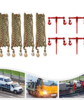 Grade 70 Chain Transport Hauling Kit With 5 16 To 3 8 Inch Chains Binders And 20 Foot Chains Heavy Duty Tie Down Set With Safe Working Load For Secure Hauling On Trucks And Trailers, shown securing vehicles.