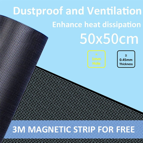 Easy Install 50Cm Square PVC Dust Filtration Mesh Cover For Computer Case And Fans With Magnetic Strip 1Mm Holes for Maximum Airflow