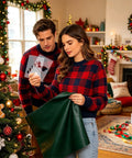Couple using Rad Eight Piece Router Template Stencil Kit For Wood Crafting And Fabric Decor Precision Cut Acrylic Stencils in holiday setting.