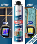 Spray Foam Insulation Kit With 18 Cans For Easy DIY Insulation Self Expanding Polyurethane Foam, bottle between thermal before and after images