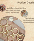 16 Pack Gold Metal Spring O Ring Carabiner Set Four Sizes With Quick Release Keychain Clips For Keys Bags Dog Tags Paracord Lanyards And DIY Repairs All In One Heavy Duty Gear, gold alloy rings in hand