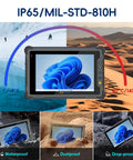 Built Like A Tank Eight Inch Windows 11 Pro Rugged Tablet With Intel Celeron N5100 Processor 8Gb Ram 128Gb Storage Military Grade Waterproof Job Site Ready Rig displayed in extreme conditions.