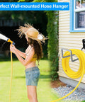 Heavy Duty Metal Garden Hose Holder Wall Mount For Outdoor Use, Rustproof Hose Reel on house siding in use