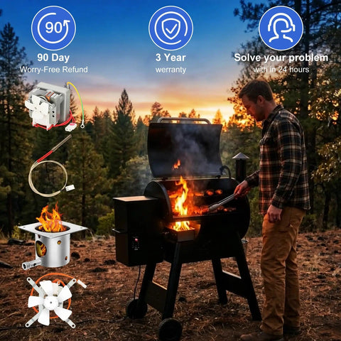 Auger Motor And Grill Induction Fan Kit With Fire Burn Pot And Hot Rod Ignitor For Pellet Grills Replacement Parts