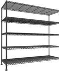 Five Tier Heavy Duty Wire Storage Shelves For Garage, Space Saving Unit With 1000 Lbs Capacity, Wide 45.8 Inch Shelving Rack, Easy Move Through Doorways, Sturdy Metal Garage Organizer For Tools, Supplies, And More black wire shelving rack