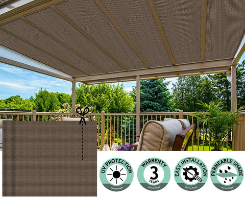 8x50 Sun Shade Fabric Roll UV Blocking Shade Cloth for Outdoor Patio Backyard Garden over a wooden deck setup