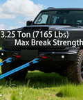 Six Pack Five Eighth Inch D Ring Shackles With Three Quarter Inch Red Screw Pins Heavy Duty Recovery Gear 3.25 Ton 7,165 Lb Working Load Limit Value Set For Tough Jobs, on Jeep bumper