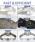 800Ml Ultrasonic Cleaner With Timer 40KHz Digital Jewelry Cleaner Sonic Cleaning Machine For Jewelry Watches Rings Coins And Diamonds 35W SUS304 Parts Cleaner That Delivers Beast Cleaning Power showing before and after results on jewelry, electronics, watches.