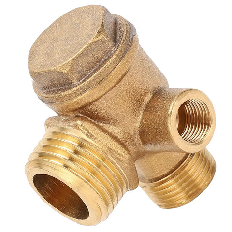 Half Inch By Three Eighths Inch By Ten Inch Brass Check Valve For Air And Oil Lines Three Port Non Return Flow Preventer