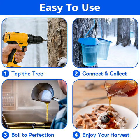Easy Flow 33 Feet Maple Syrup Tubing Set, 5 16 Inch Vacuum Silicone Sap Line for Maple Trees, Food Grade Sap Tube usage steps
