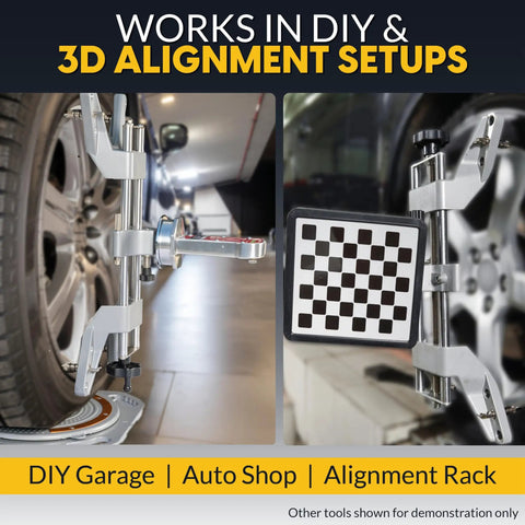 Heavy Duty Lock Tight Wheel Alignment Clamp With Magnetic Adapter For Camber Caster Gauge in DIY garage setting