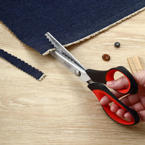 Heavy Duty Pinking Shears 9 Inch 5mm Zigzag Edge For Sewing Quilting Dressmaking And Craft Projects Sharp Stainless Steel Blades For Precise Decorative Cutting, cutting denim