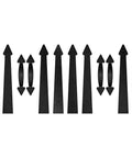 Magnetic Decorative Garage Door Hardware Kit For Two Cars, 12 Pieces, Faux Hinges And Handles, Black on a white background