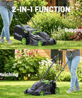 40 Volt 17 Inch Electric Lawn Mower And 12 Inch String Trimmer Combo Kit With Dual 4Ah Batteries And Dual Chargers Brushless Quiet Power For Yards Easy Start Lightweight All In One Yard Care, 17-inch mower in bagging and mulching use