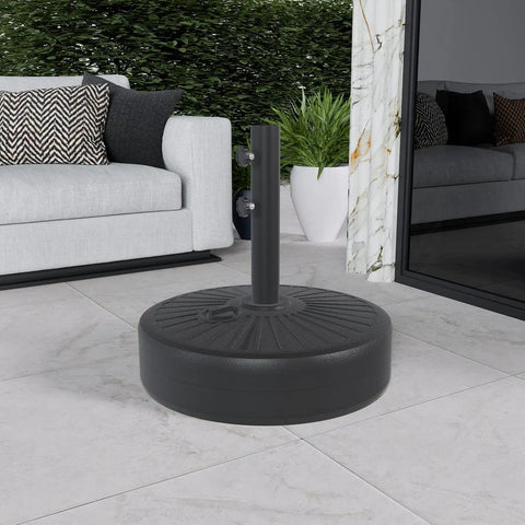 Beefy 22L Water Filled Patio Umbrella Base With Dual Locking Knobs Heavy Duty HDPE Stand shown in outdoor setting