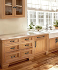 Matte Black Cabinet Pulls Set of 10, 5 Inch 128mm Zinc Alloy Drawer Handles installed on wood kitchen cabinets
