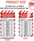 25 Pack Fire Extinguisher Tags With Adjustable Wire Ties For Monthly Inspections And 8 Year Maintenance Records 3.25 By 5.75 Inch