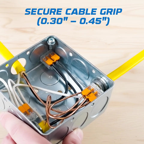 Beefy Zinc Alloy Half Inch Clamp Type Cable Connectors securing wires in metal conduit junction box with secure grip